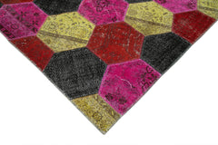 Handmade Area Rug - Kirk Yama Grey Patchwork Cotton Wool Carpet 6'6" x 10'0"