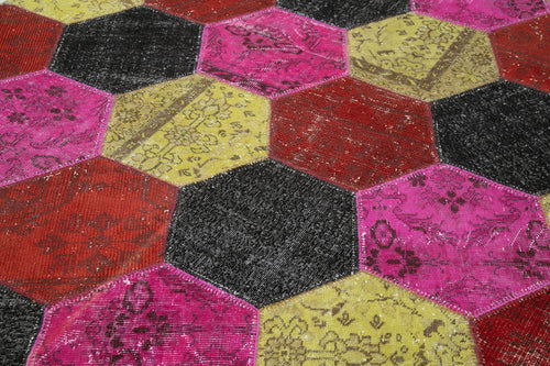 Handmade Area Rug - Kirk Yama Grey Patchwork Cotton Wool Carpet 6'6" x 10'0"