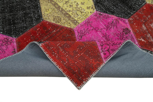 Handmade Area Rug - Kirk Yama Grey Patchwork Cotton Wool Carpet 6'6" x 10'0"