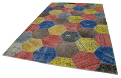 Kirk Yama Grey Patchwork Cotton Wool Handmade Area Rug 6'8'' x 10'2''