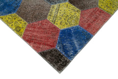 Kirk Yama Grey Patchwork Cotton Wool Handmade Area Rug 6'8'' x 10'2''