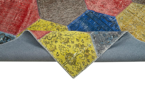 Kirk Yama Grey Patchwork Cotton Wool Handmade Area Rug 6'8'' x 10'2''