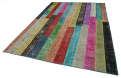 Kirk Yama Grey Patchwork Cotton Wool Handmade Area Rug 6'9'' x 9'11''