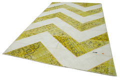 Kirk Yama Yellow Patchwork Cotton Wool Handmade Area Rug 6'7'' x 10'6''