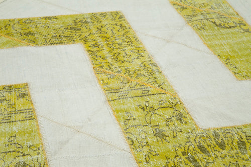 Kirk Yama Yellow Patchwork Cotton Wool Handmade Area Rug 6'7'' x 10'6''