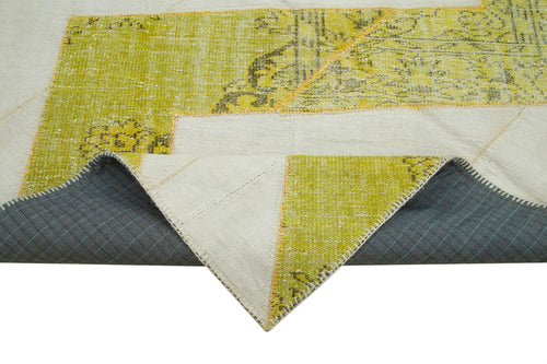 Kirk Yama Yellow Patchwork Cotton Wool Handmade Area Rug 6'7'' x 10'6''