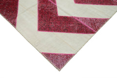 Handmade Area Rug - Kirk Yama Pink Patchwork Cotton Wool Carpet 6'7''x10'2''
