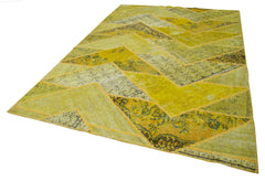 Kirk Yama Yellow Patchwork Cotton Wool Handmade Area Rug 6'9'' x 10'0''