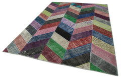 Kirk Yama Grey Patchwork Cotton Wool Handmade Area Rug 7'1'' x 9'11''