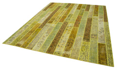 Kirk Yama Yellow Patchwork Cotton Wool Handmade Area Rug 8'2'' x 10'0''