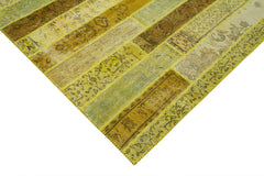 Kirk Yama Yellow Patchwork Cotton Wool Handmade Area Rug 8'2'' x 10'0''