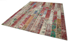 Kirk Yama Grey Patchwork Cotton Wool Handmade Area Rug 8'0'' x 10'1''