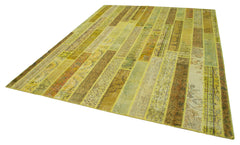 Kirk Yama Yellow Patchwork Cotton Wool Handmade Area Rug 8'0'' x 10'1''