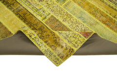 Kirk Yama Yellow Patchwork Cotton Wool Handmade Area Rug 8'0'' x 10'1''