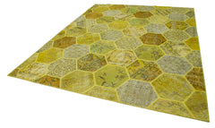 Kirk Yama Yellow Patchwork Cotton Wool Handmade Area Rug 8'2'' x 10'2''