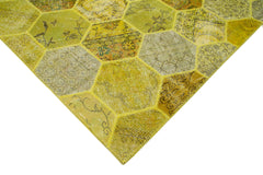 Kirk Yama Yellow Patchwork Cotton Wool Handmade Area Rug 8'2'' x 10'2''
