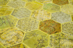 Kirk Yama Yellow Patchwork Cotton Wool Handmade Area Rug 8'2'' x 10'2''