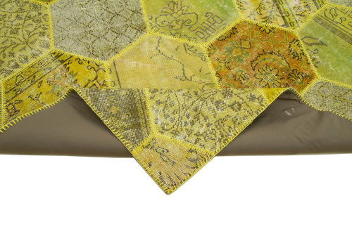 Kirk Yama Yellow Patchwork Cotton Wool Handmade Area Rug 8'2'' x 10'2''