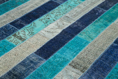 Kirk Yama Grey Patchwork Cotton Wool Handmade Area Rug 8'5'' x 10'0''