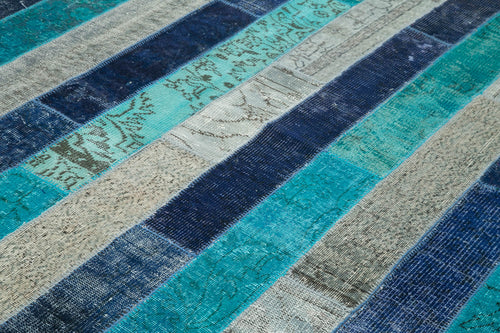 Kirk Yama Grey Patchwork Cotton Wool Handmade Area Rug 8'5'' x 10'0''