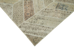 Handmade Area Rug - Beige Patchwork Cotton Wool Rug 8'2'' x 10'3'' Durable Soft Natural Fiber