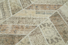 Handmade Area Rug - Beige Patchwork Cotton Wool Rug 8'2'' x 10'3'' Durable Soft Natural Fiber