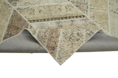 Handmade Area Rug - Beige Patchwork Cotton Wool Rug 8'2'' x 10'3'' Durable Soft Natural Fiber