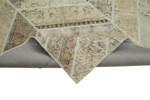 Handmade Area Rug - Beige Patchwork Cotton Wool Rug 8'2'' x 10'3'' Durable Soft Natural Fiber