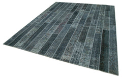 Kirk Yama Grey Patchwork Cotton Wool Handmade Area Rug 7'10'' x 10'1''