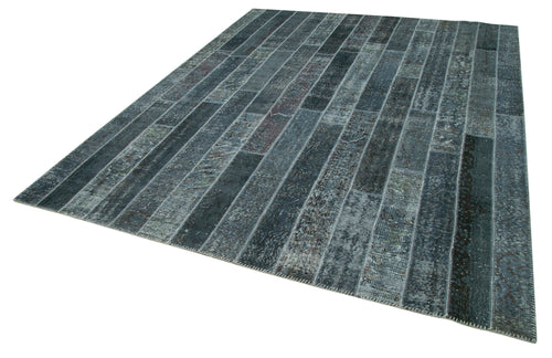 Kirk Yama Grey Patchwork Cotton Wool Handmade Area Rug 7'10'' x 10'1''