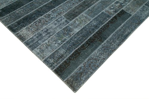 Kirk Yama Grey Patchwork Cotton Wool Handmade Area Rug 7'10'' x 10'1''