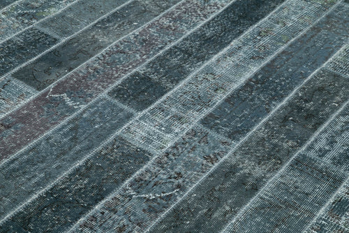 Kirk Yama Grey Patchwork Cotton Wool Handmade Area Rug 7'10'' x 10'1''