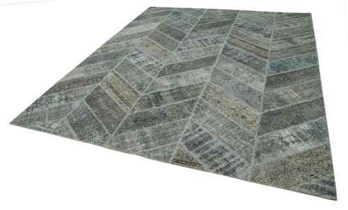 Kirk Yama Grey Patchwork Cotton Wool Handmade Area Rug 8'0'' x 10'2''