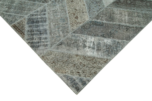 Kirk Yama Grey Patchwork Cotton Wool Handmade Area Rug 8'0'' x 10'2''