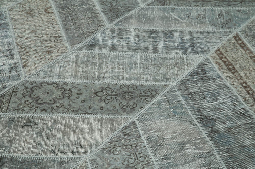 Kirk Yama Grey Patchwork Cotton Wool Handmade Area Rug 8'0'' x 10'2''