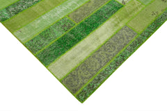 Kirk Yama Green Patchwork Cotton Wool Handmade Area Rug 8'0'' x 10'1''