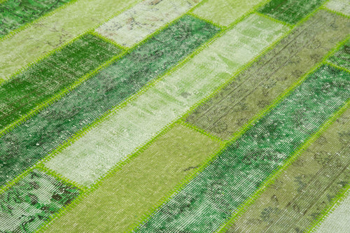 Kirk Yama Green Patchwork Cotton Wool Handmade Area Rug 8'0'' x 10'1''