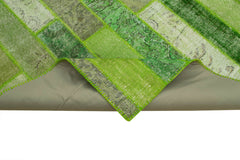 Kirk Yama Green Patchwork Cotton Wool Handmade Area Rug 8'0'' x 10'1''