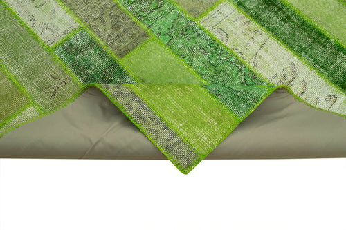 Kirk Yama Green Patchwork Cotton Wool Handmade Area Rug 8'0'' x 10'1''
