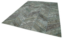 Kirk Yama Grey Patchwork Cotton Wool Handmade Area Rug 8'2'' x 10'1''