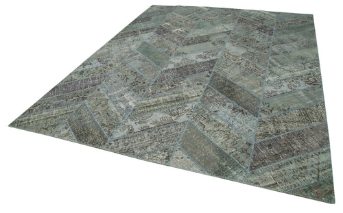 Kirk Yama Grey Patchwork Cotton Wool Handmade Area Rug 8'2'' x 10'1''