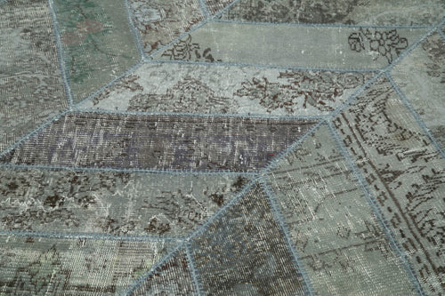 Kirk Yama Grey Patchwork Cotton Wool Handmade Area Rug 8'2'' x 10'1''