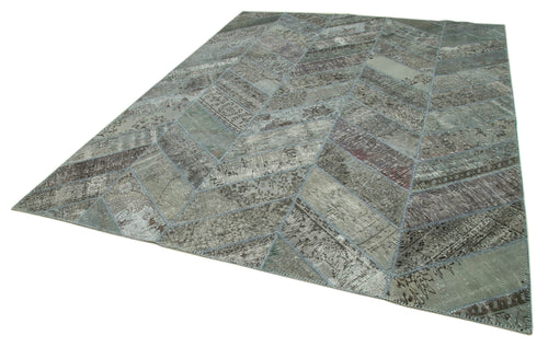 Kirk Yama Grey Patchwork Cotton Wool Handmade Area Rug 8'1'' x 10'1''