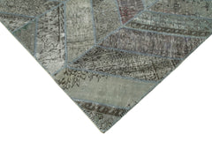 Kirk Yama Grey Patchwork Cotton Wool Handmade Area Rug 8'1'' x 10'1''
