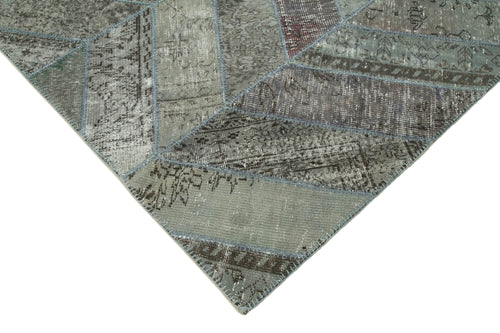 Kirk Yama Grey Patchwork Cotton Wool Handmade Area Rug 8'1'' x 10'1''