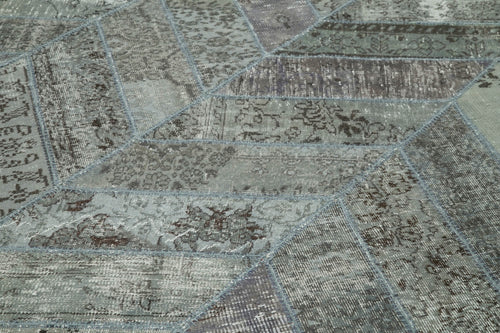 Kirk Yama Grey Patchwork Cotton Wool Handmade Area Rug 8'1'' x 10'1''