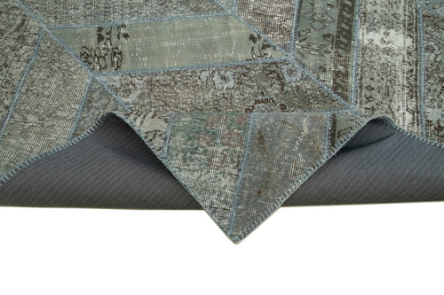 Kirk Yama Grey Patchwork Cotton Wool Handmade Area Rug 8'1'' x 10'1''