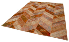 Kirk Yama Orange Patchwork Cotton Wool Handmade Area Rug 8'2'' x 10'1''