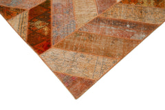 Kirk Yama Orange Patchwork Cotton Wool Handmade Area Rug 8'2'' x 10'1''