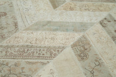 Handmade Area Rug - Beige Patchwork Turkish Wool Cotton Carpet 8'0"x10'1"